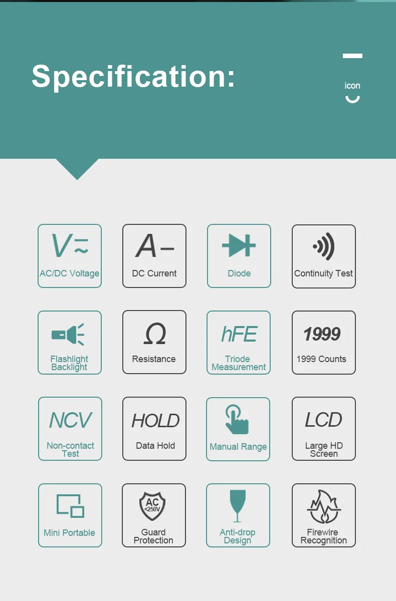 Mileseey Ncv MC616 Digitale Multimeter Auto Ranging Ac/Dc Voltage Meter Back Light Grote Scherm Als Elektriciteit Onderhoud Tool
