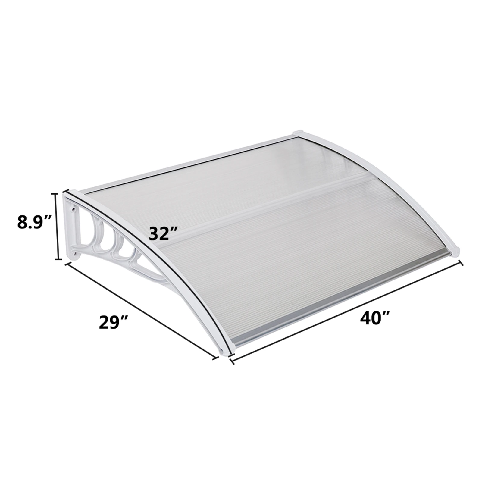 100x80CM Household Application Door & Window Rain Cover Eaves Black/White/Gray Holder Transparent/Brown Board[US-Stock]