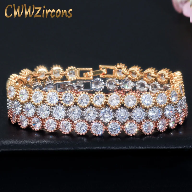 

CWWZircons Classic Round Crown Shape Cubic Zirconis Tennis Bracelet Bangle Rose Gold Color Women Fashion Jewelry Gift CB035