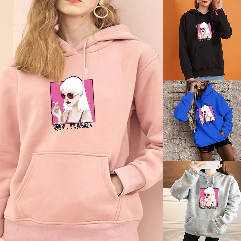 

Fashion Hoodie Women's Loose Oversized Pocket Long Sleeve Pullover Top Girl Printed Harajuku Sweatshirt Ladies Casual Wear