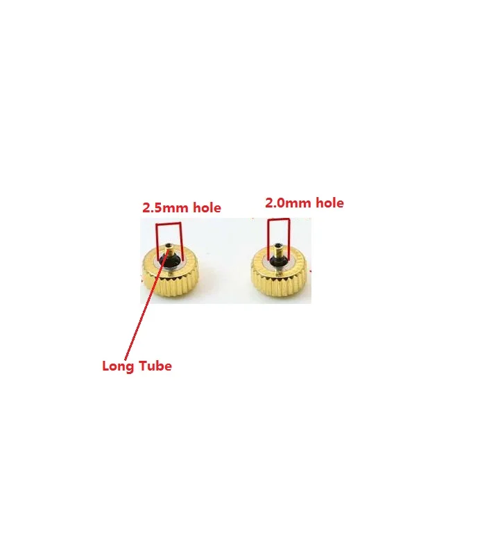 Gold Color Watch Crown 3.5mm 4mm 4.5mm 5mm 5.5mm 6mm 6.5mm 7mm Head Diameter with Long Tube W7745