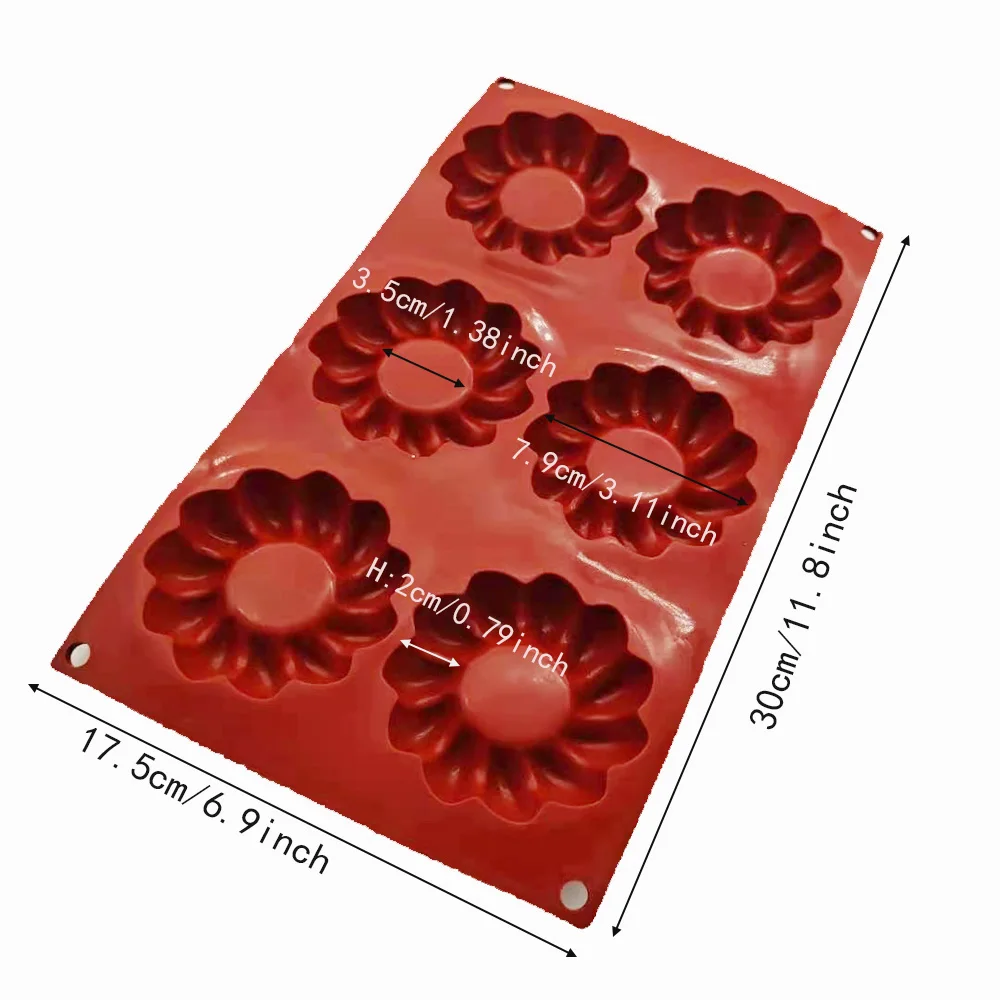 Silicone Chocolate Mold Donuts 6 Swirl Flower Shape Biscuit Bread Mould Cake DIY Jelly Soap Kitchen Baking Moulds Wholesale