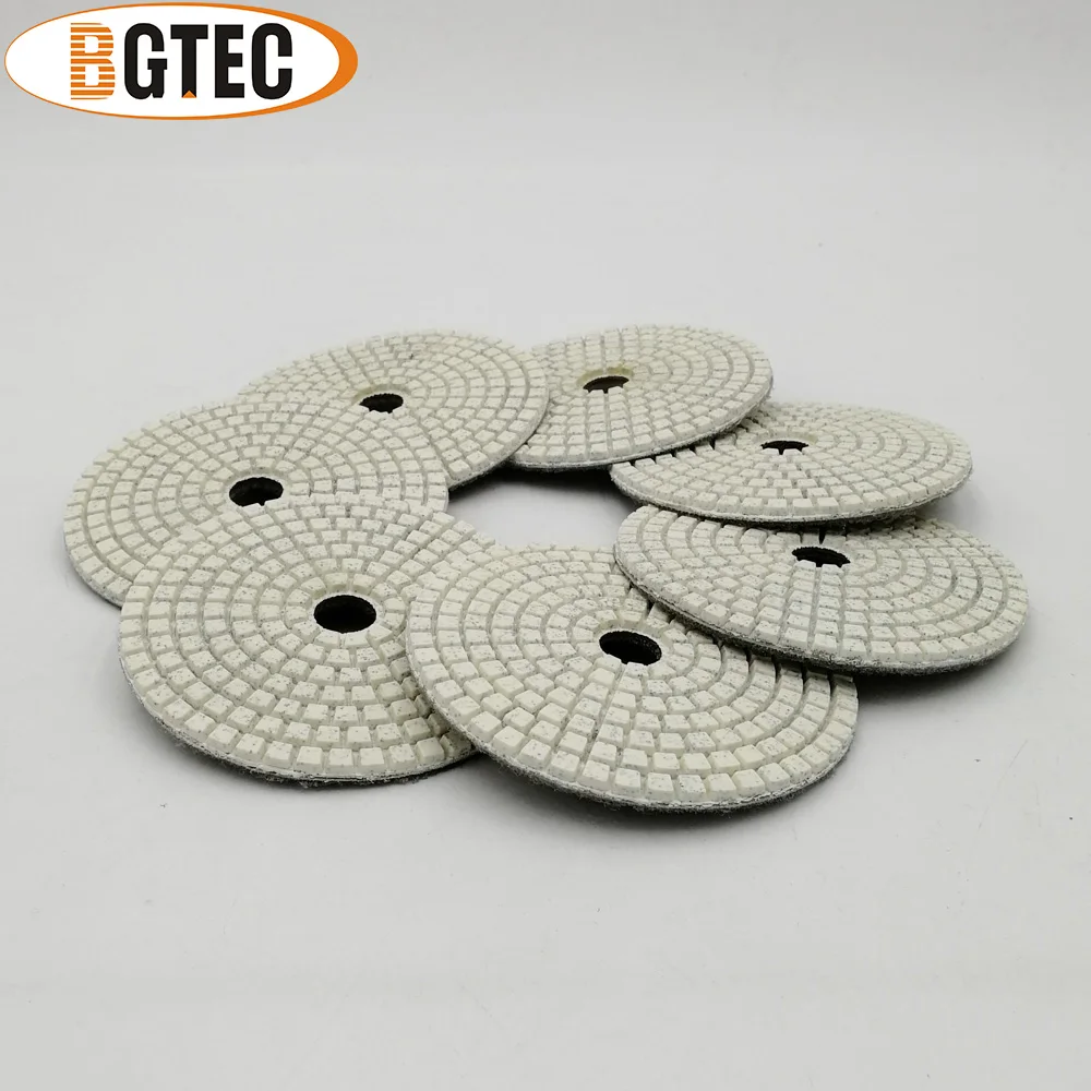 Bgtec 4 polegadas #50 almofadas de polimento de diamante molhado, disco de moagem flexível de 100mm para granito, mármore e cerâmica