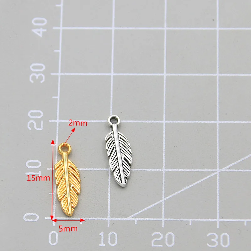 100 قطعة 2021 جديد 5*15 مللي متر 6 اللون المعادن سبائك الزنك أوراق صغيرة Charms صالح مجوهرات النبات قلادة جالبة للحظ Makings لتقوم بها بنفسك الحرف اليدوية