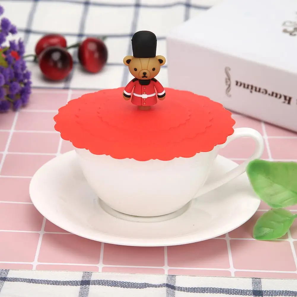 Cartoon Reusable Cute Anti-Dust Silicone Cup Lid Tea Cup Cover Reusable Silicone Lid Seal Cover Drinkware Suction Seal Cup Lid