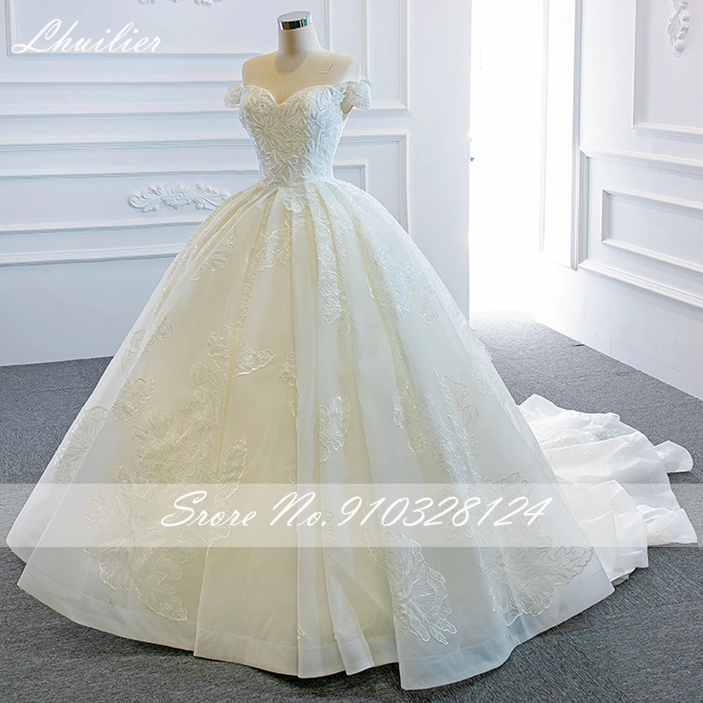 Lhuilier abiti da sposa con scollo a v in pizzo da donna con spalle scoperte abiti da sposa lunghi fino al pavimento con perline a vita alta