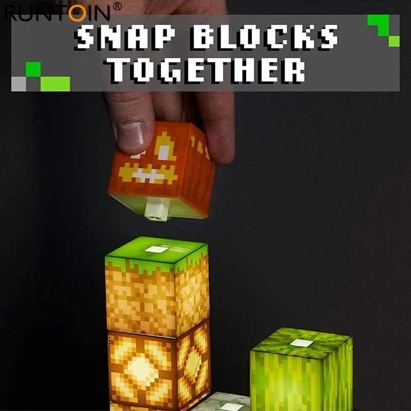 Stitching Light Decoration Pixel Building Blocks Lamp USB Plug My World DIY Stacking Creative Toy Night Light