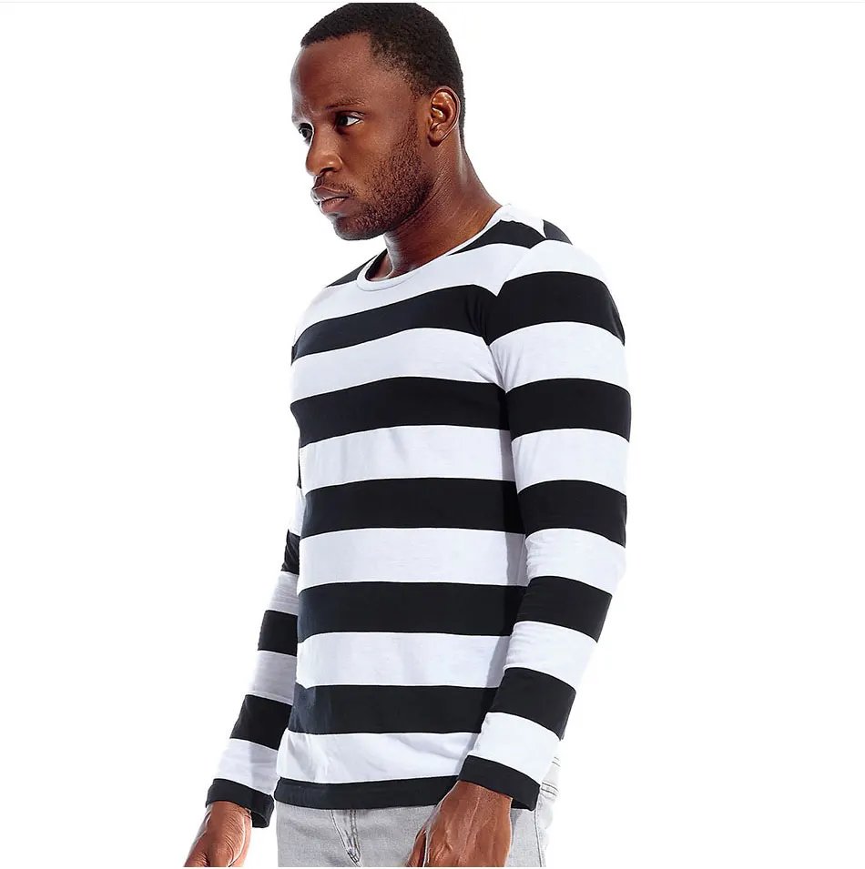 T Shirts Stripes Long Sleeve Tees for Men Round Neck Men Striped Leisure Casual Red White Cos Cosplay Halloween Costume Party