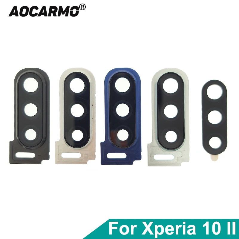 Aocarmo Rear Back Camera Lens Len Glass With Metal Frame Ring Adhesive For Sony Xperia 10 II X10ii XQ-AU51 XQ-AU52 SO-41A SOV43