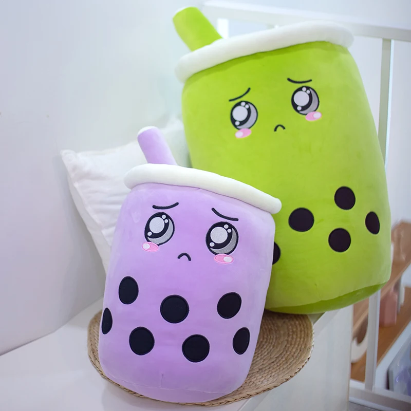 Kawai Real-Life Bubble Tea Plush Toy Stuffed Food Milk Tea Soft Doll Boba Fruit Tea Cup Pillow Cushion Kids Toys Birthday Gifts