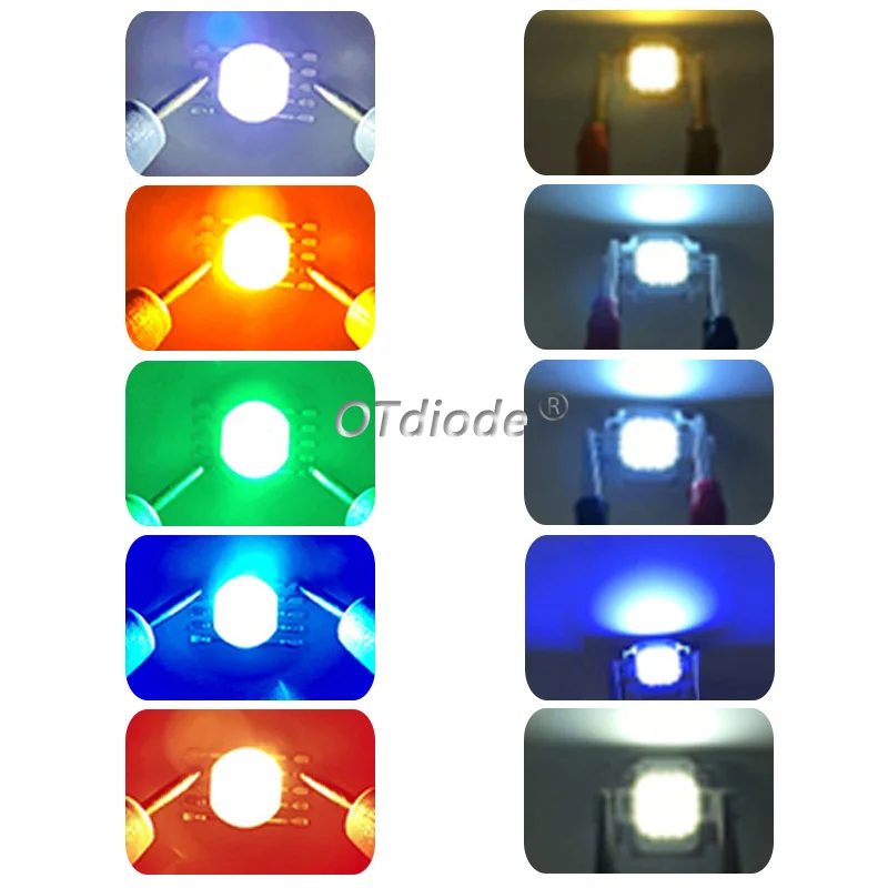 LED de alta potencia de espectro completo, 50 piezas, 1W, 3W, Blanco cálido, verde, azul, rojo intenso, 660nm, azul real, 20mm, Blanco, Negro,