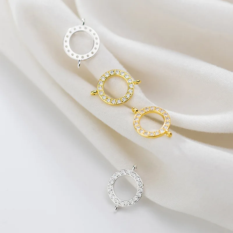 

1pc 925 Sterling Silver Necklace Round Charm Connectors 14.5x10mm Necklace Bracelets Bangles Silver Pendants DIY Jewelry Finding