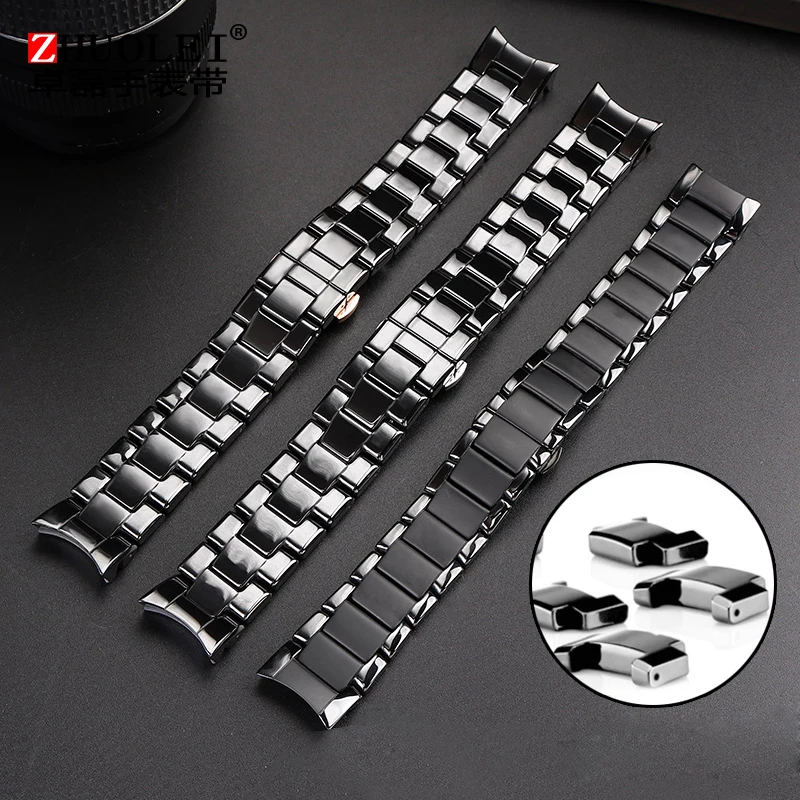 For Armani AR1452 AR1451 AR1410 AR1400 Ceramic watchband and case High Quality Black men Strap Bracelet Accessories 22mm 24mm