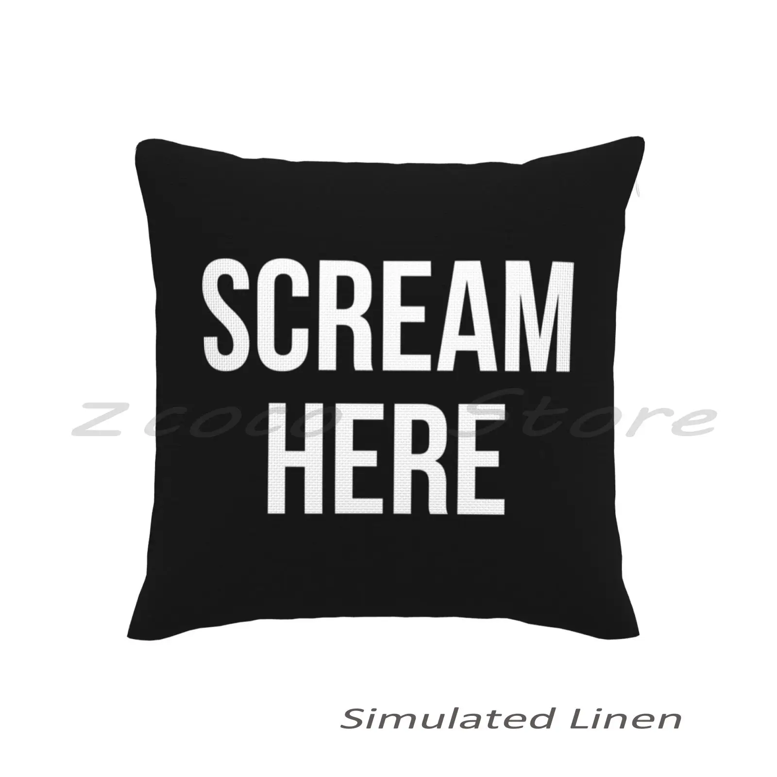 Scream Here Pillow Cover Personalized Diy Throw Pillow Flax Plush Velvet Soft Scream Here Scream Funny Humor Text Saying Quote