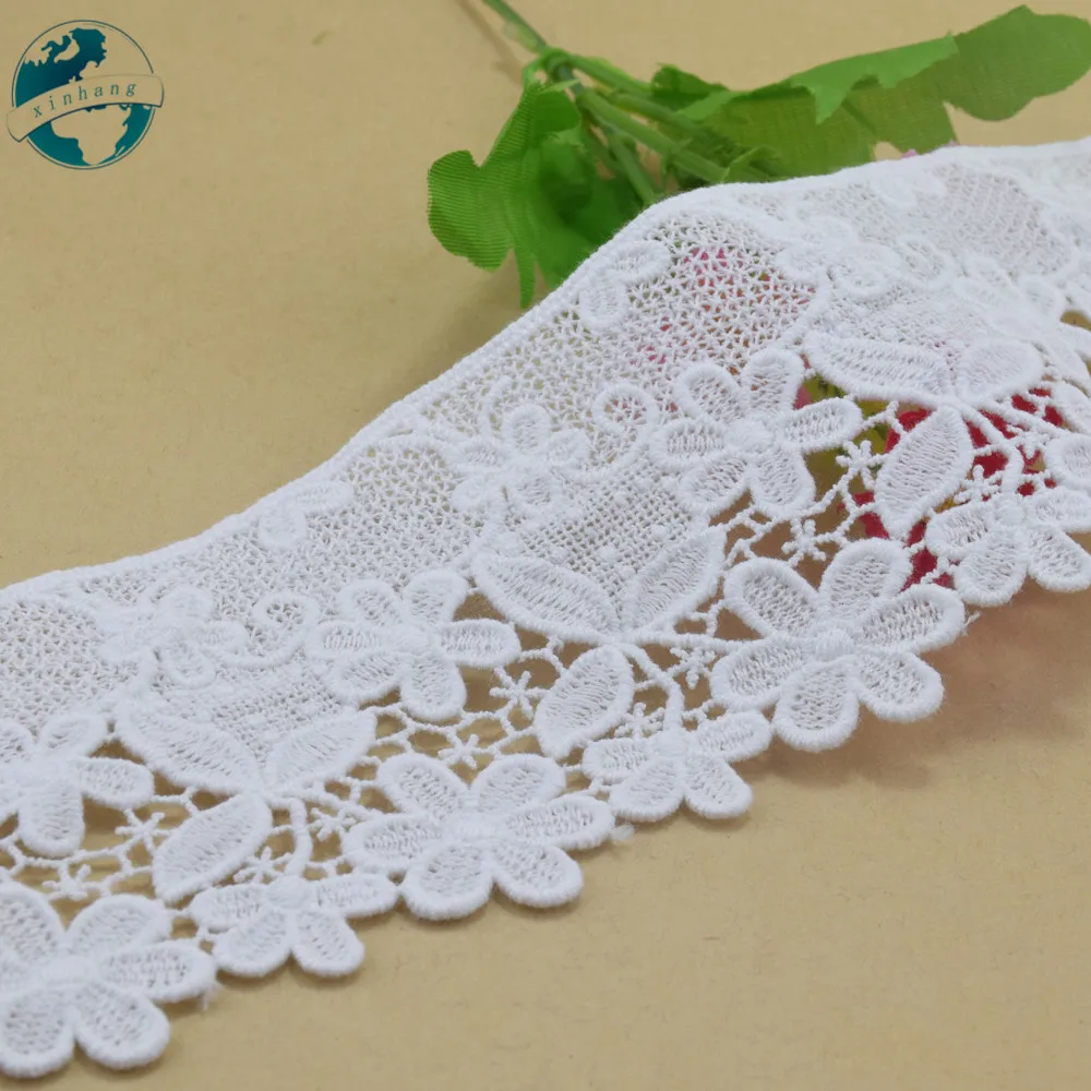 White 100% Cotton Embroidery French Lace Ribbon Fabric Guipure Diy Trims Wedding Lace Sewing Curtain Accessories 8.5cm Wide#4064