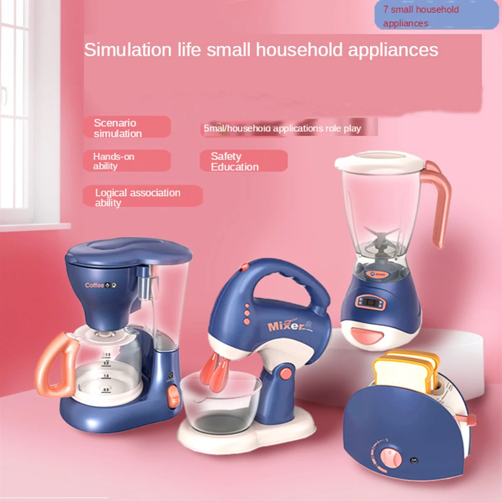 Minijuego de simulación de cocina para niños y niñas, electrodomésticos azules con luz y sonido, 1 piezas