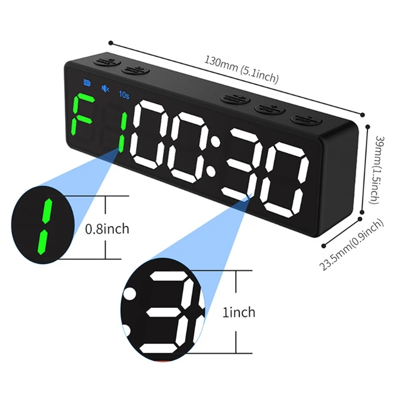 Portable Gym Timer Interval Timer Workout Fitness Clock Countdown/UP/Stopwatch Magnetic & USB Rechargable 4 Types