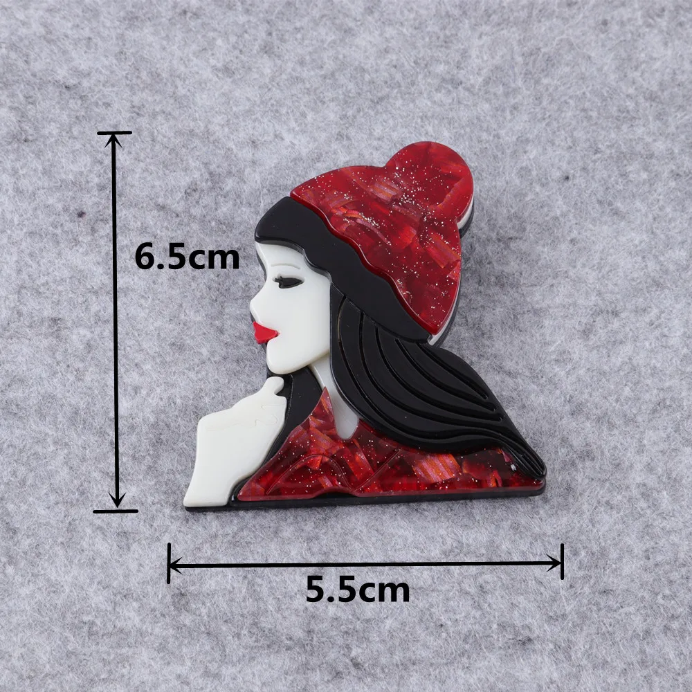 New Fashion Creative Figure Lovely Girls Acrylic Brooches For Women Cartoon Elegant Lapel Pin Brooch Badge Dress Party Jewelry