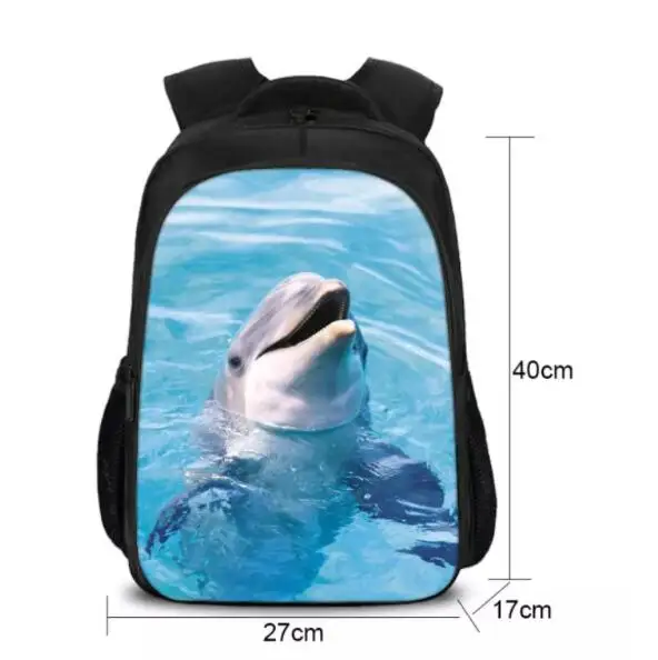 Mochila escolar azul de dibujos animados para niños y niñas, diseño de animación 3D, Kawaii, 16 pulgadas