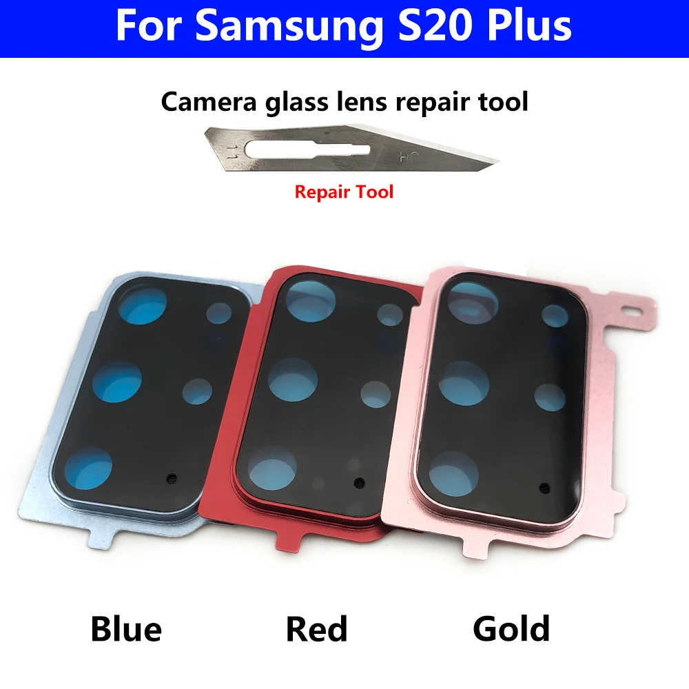 New Rear Camera Glass Lens Cover With Frame Holder with Sticker For Samsung S20 Plus S20 Ultra Replacement Parts