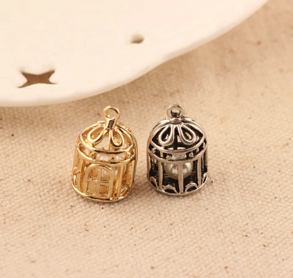 Pearl Cage Pendant Women Femme Ladies Female Man Vintage Necklace Charms Antique Gold 2021 DIY Jewelry Accessories Pingentes