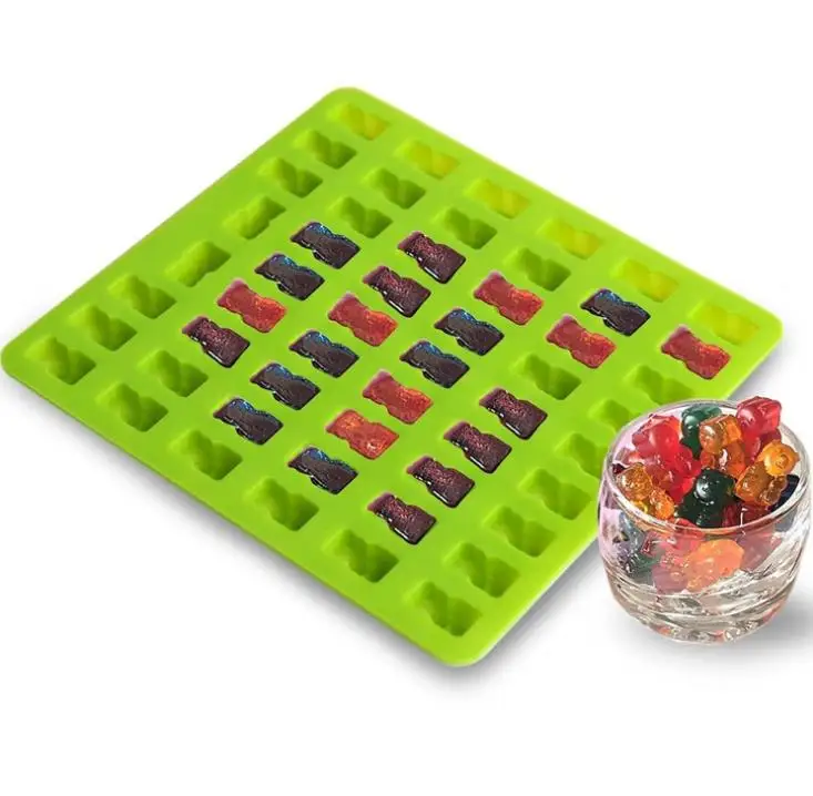 4 Color 53/50 Cavity Silicone Gummy Bear Chocolate Mold Candy Maker Ice cube Tray Jelly Moulds with free dropper SN798