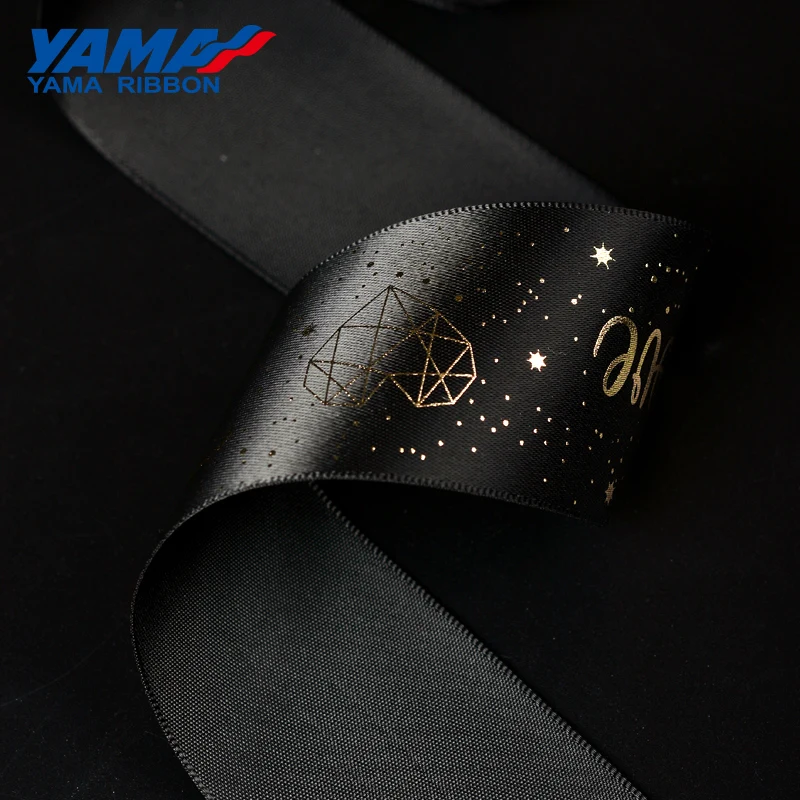 YAMA-Satin Printed Ribbon for Crafts, Wedding Decoration, DIY Gifts Packaging, 9mm, 16mm, 25mm, 38mm, 10Yards/Roll