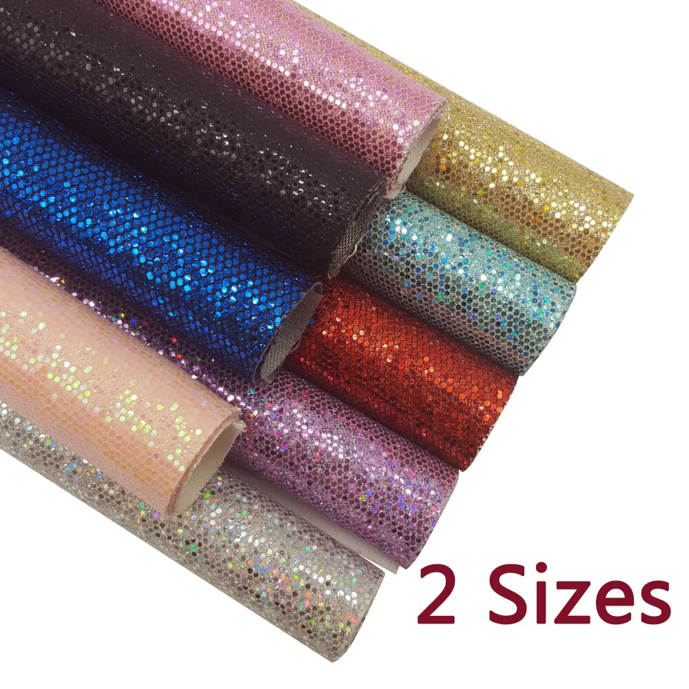 2 Formati Tessuto Glitter Lenzuola Lucido Paillettes in Pelle Sintetica Dei Capelli Arco Accessori Materiali Fai da Te Scarpe Borsa in Tessuto di