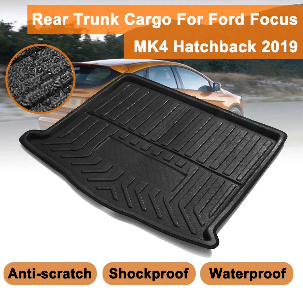 For Ford Focus MK4 Hatchback 2019+ Rear Cargo Mat Floor Sheet Carpet Rear Trunk Cargo Boot Liner Tray Floor Mat Auto Accessories