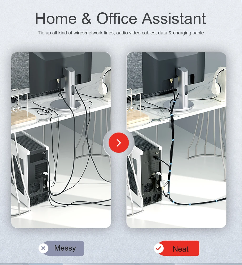 SAMZHE USB-Kabel-Organizer, Kabelbinder, Mauskabelhalter, Kopfhörerhalter, HDMI-Kabel-Management, frei zuschneidbar, Telefon-Kabelschutzband – Detail 2