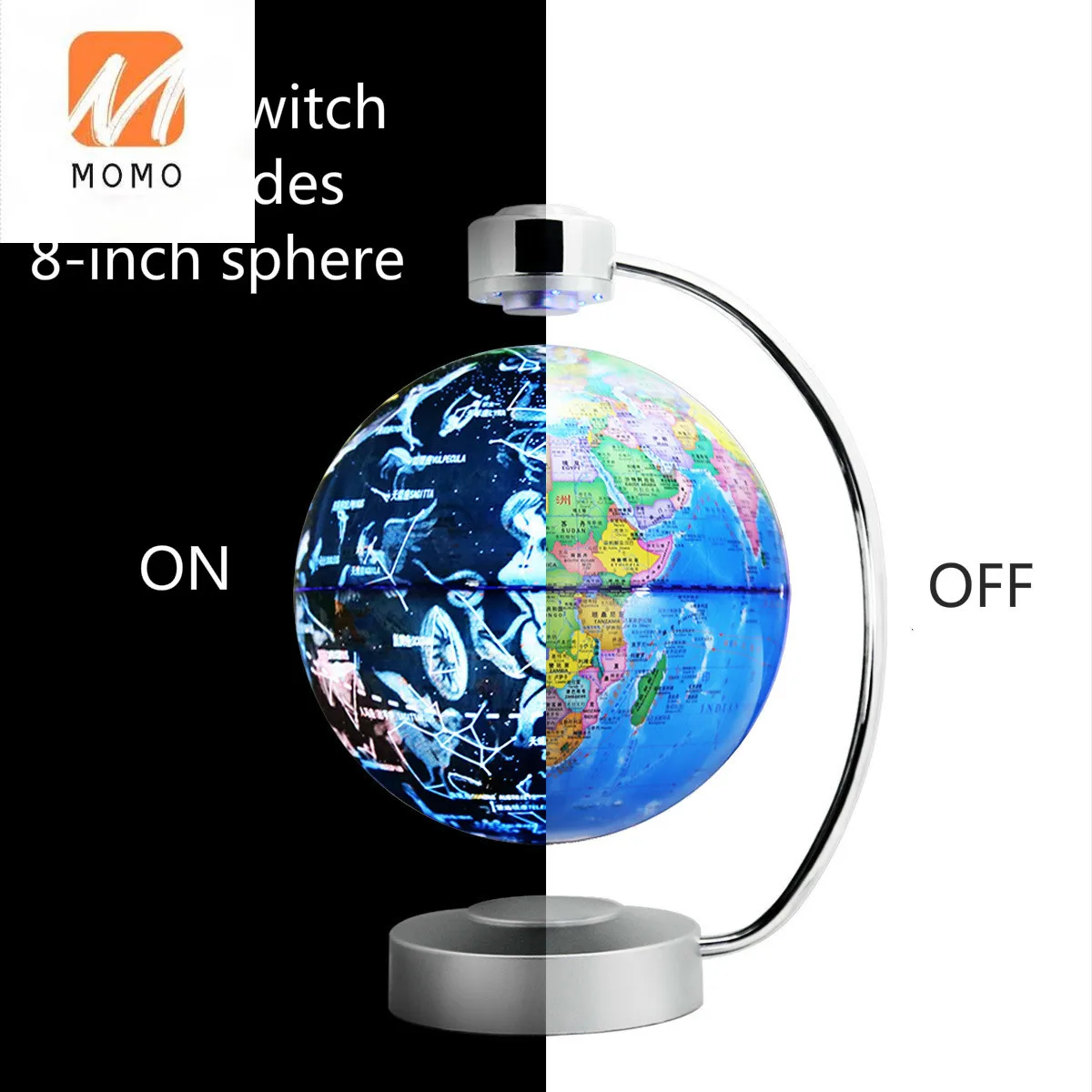 Personality magnetic levitation globe 8 inch constellation rotation creative office gifts custom potted moon lamp