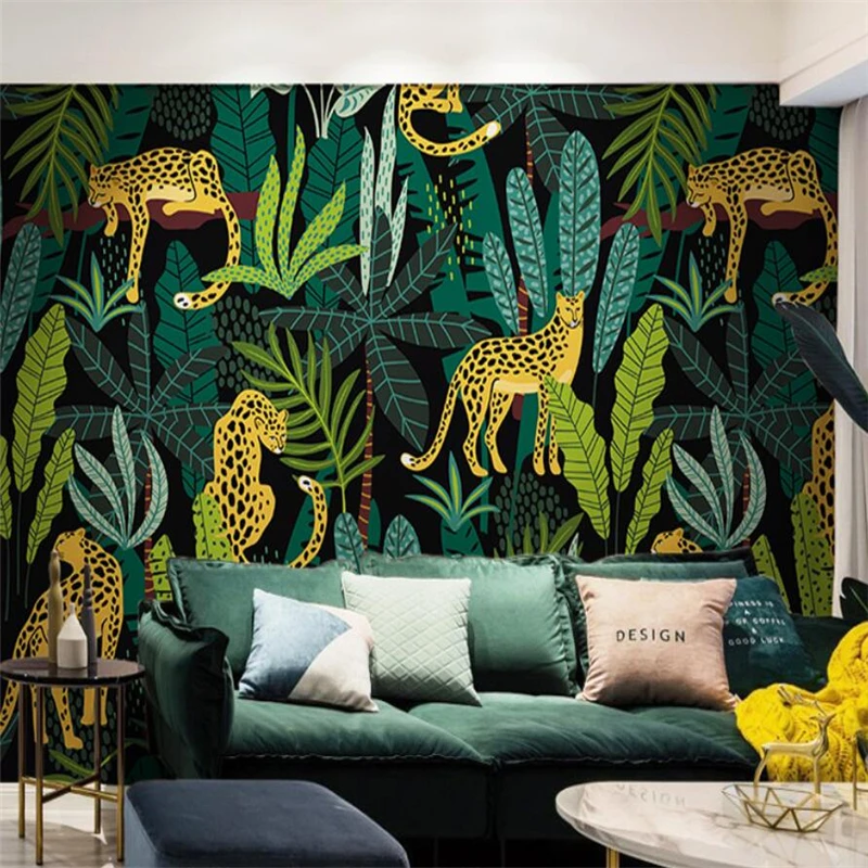 custom Tropical animals plants wallpaper restaurant wall covering art living room TV background art wall paper Home Decoration