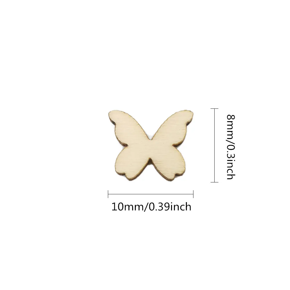 100pcs 10mm Wooden Butterflies Craft Embellishments MDF Wooden Cutout Scrapbooking for DIY Art Wedding Decoration