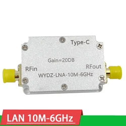 TYPE-C LAN 10Mhz-6GHz High Flatness Amplifier gain 10DB 30DB 20DB 40DB RF signal AMP FOR HAM SDR Software radio FM radio