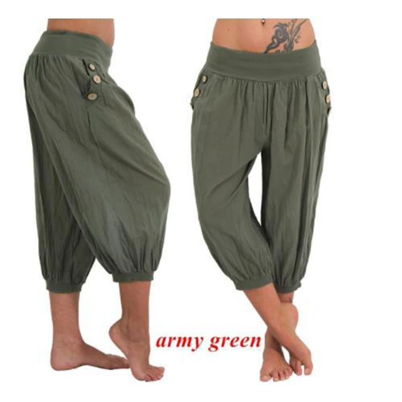 Womens Palazzo Harem 3/4 Pants leggings Baggy Aladdin Boho Hippy Trousers Cosplay Costume Panty