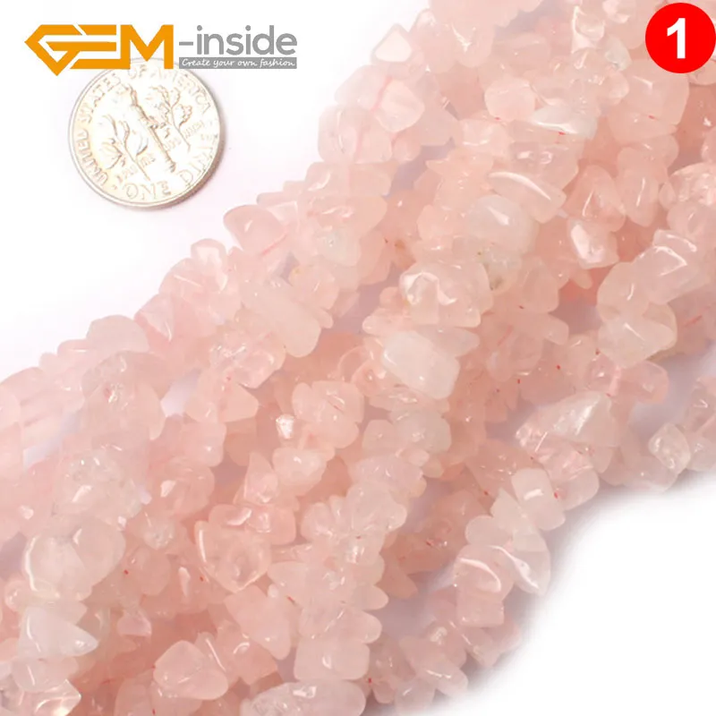 Free shipping!  6--7mm Pink Rose Quartzs Natural Stone Chips Loose Beads For Jewelry Making Strand 34\