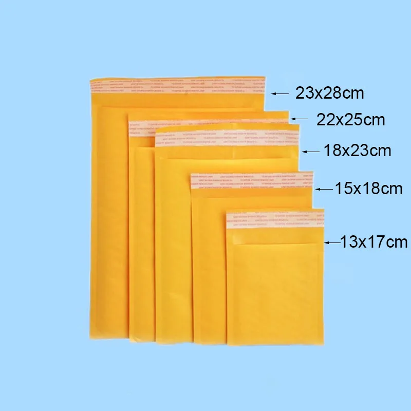 10PCS Yellow Kraft Paper Bubble Envelopes Bags Padded Mailers Shipping Envelope With Bubble Packaging Bags Courier Storage Bags