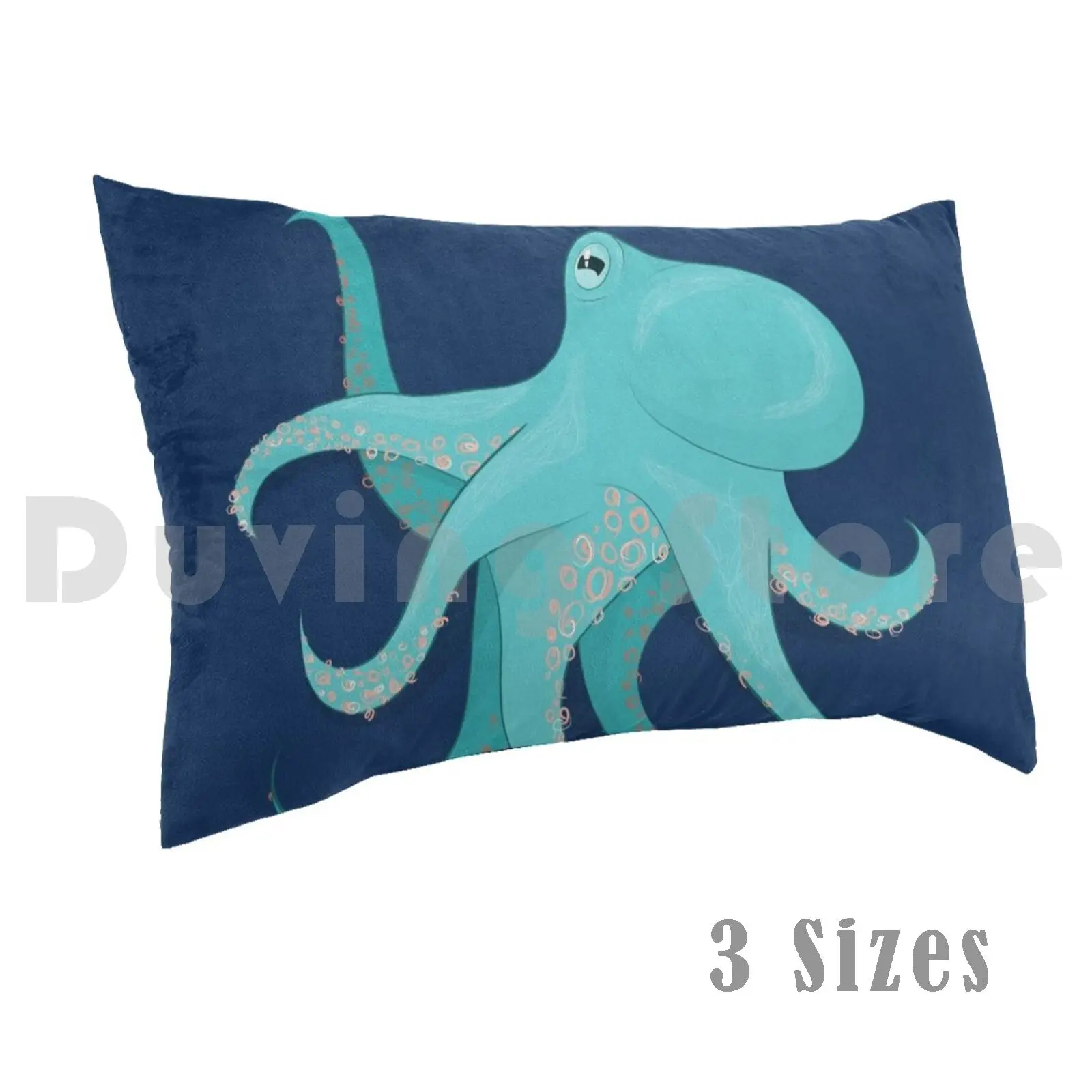 Teal Octopus With Orange Pillow Case Printed 50x75 Octopus Sea Sea Creatures Marine Life Aquatic Squid