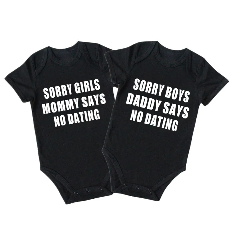 Lovely Sorry Boys Daddy Says No Dating Baby Girl Clothes Pink Cotton Newborn Girls Bodysuit Summer Infant Romper