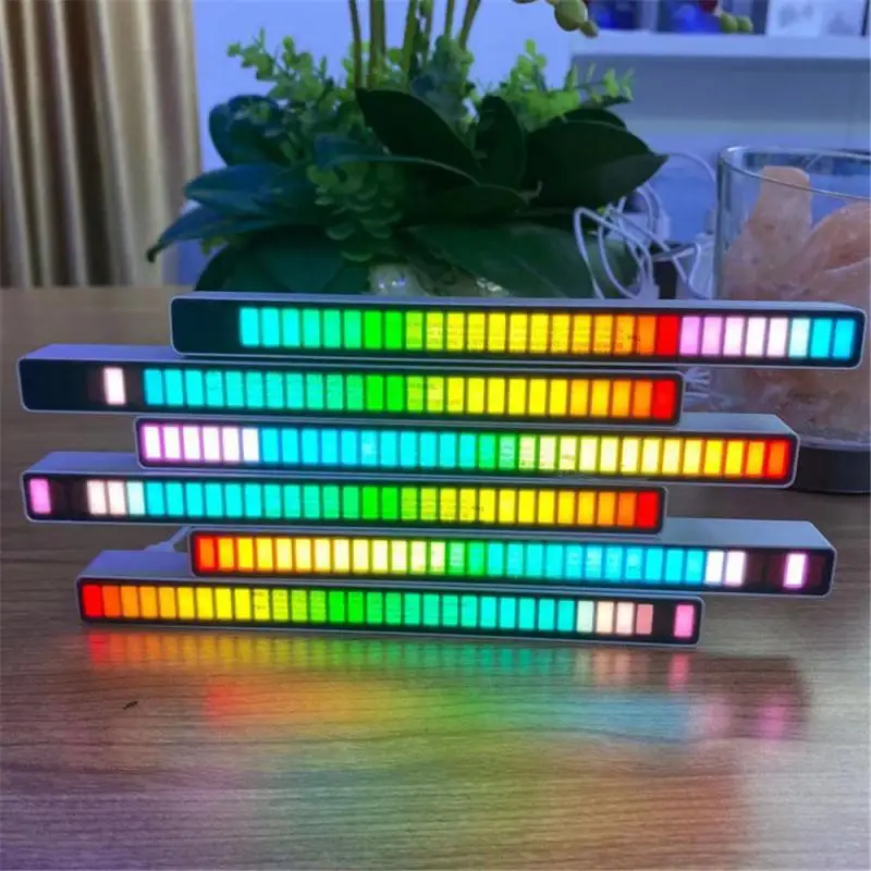 RGB LED Night Light Music Rhythm Lamp USB Rechargeable Sound Control LED Light Sound Pickup Ambient Light Atmosphere Lamp Decor