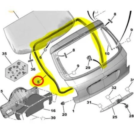 LUGGAGE COVER FİTİLİ (RUBBER) PEUGEOT 206-206 SW-206 PLUS 1997- 429181730
