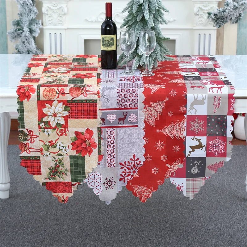

Fashion Christmas Poinsettia flower printed bed table runner flag cloth cover dining tablecloth Table decoration and accessories