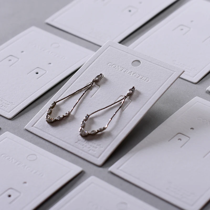 

50pcs/lot 500gsm Luxury Eco- friendly Paper White Cardboard Stock Jewelry Earring Display Card Tags Price Label Wholesale