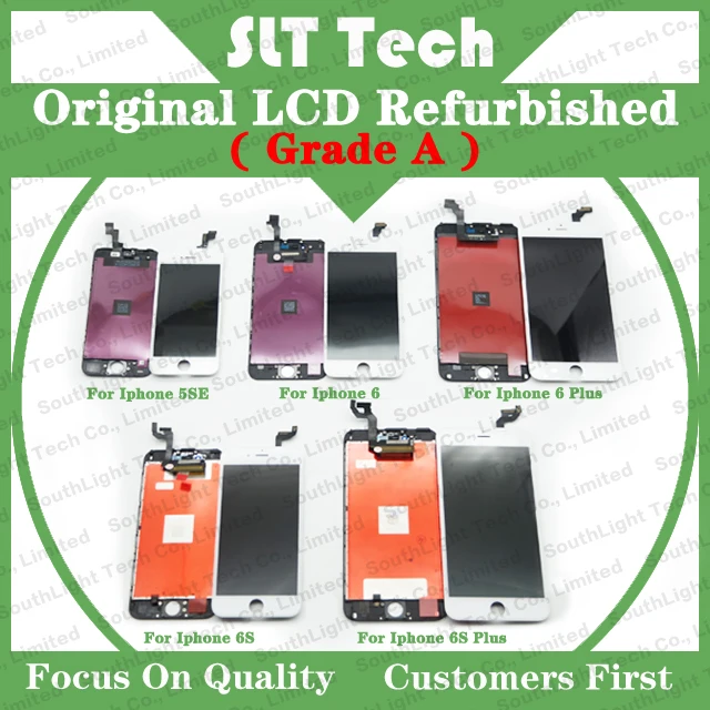 Tela lcd 100% genuína remodelada para iphone 5se 6 6s 7 8 plus 7p 8p digitalizador de tela de toque com conjunto de moldura de cola fria