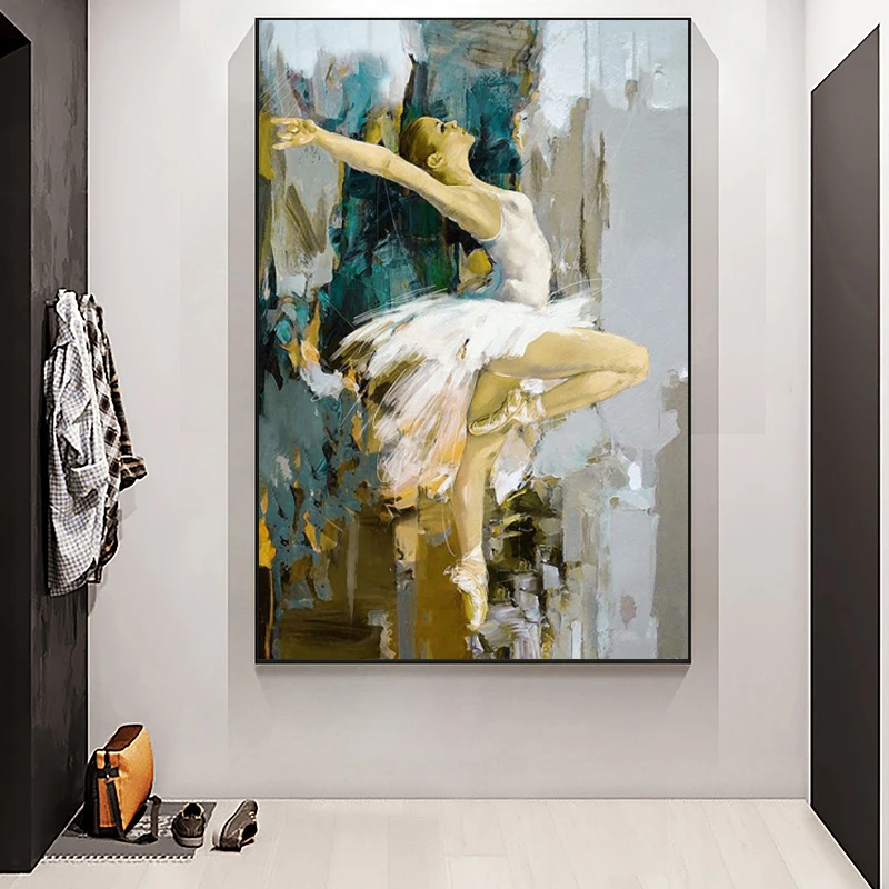 

Abstract Ballerina Oil Paintings on Canvas Dancing Girl Wall Art Posters and Prints Modern Cuadros Pictures for Home Decoration