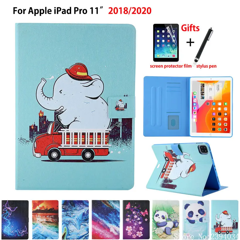 

Чехол для iPad Pro 11 2020 2018, Чехол для iPad Pro 11 "2020, чехол для планшета с милым рисунком, флип-чехол с подставкой, оболочка, чехол + подарок