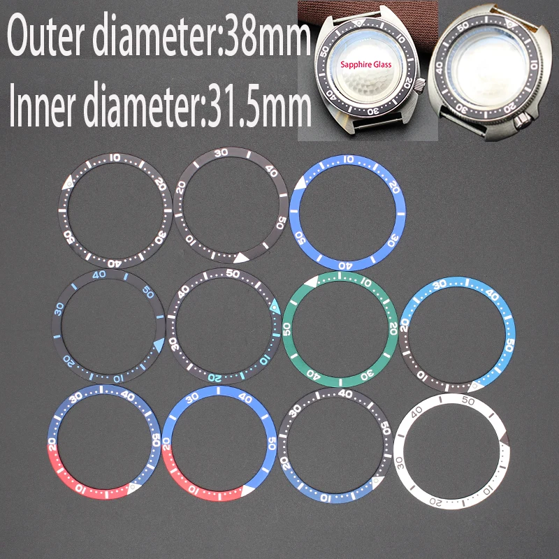 

38mm Flat Aluminum Bezel Insert Rings Fit SKX007 SKX009 Japan SKX Mod Tuna Turtle Watch Cases Replace Accessories Watches Parts