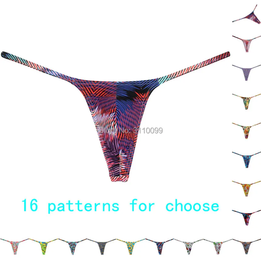 Multiple choice Men\'s Micro Bikini Bulge Pouch Thong Colorful Underwear Rich in colorG-string Hipster Tangas