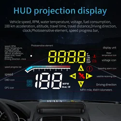 M17 Newest hud obd head up display OBD2 GPS Dual System Windshield Speed Projector Security Alarm Water temp Overspeed RPM