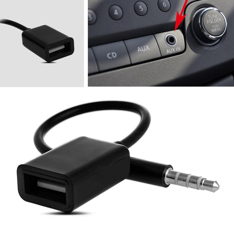  3.5mm Male AUX Plug Jack To USB 2.0 Female Converter Cable Cord Car MP3 Q39D 